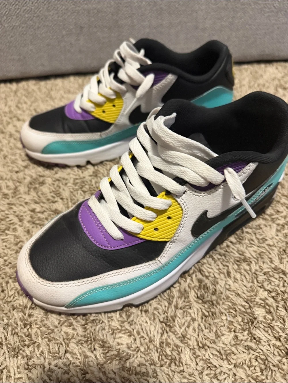 Nike Big Kids Air Max Sneakers - Teal/Black/White/Purple/Yellow